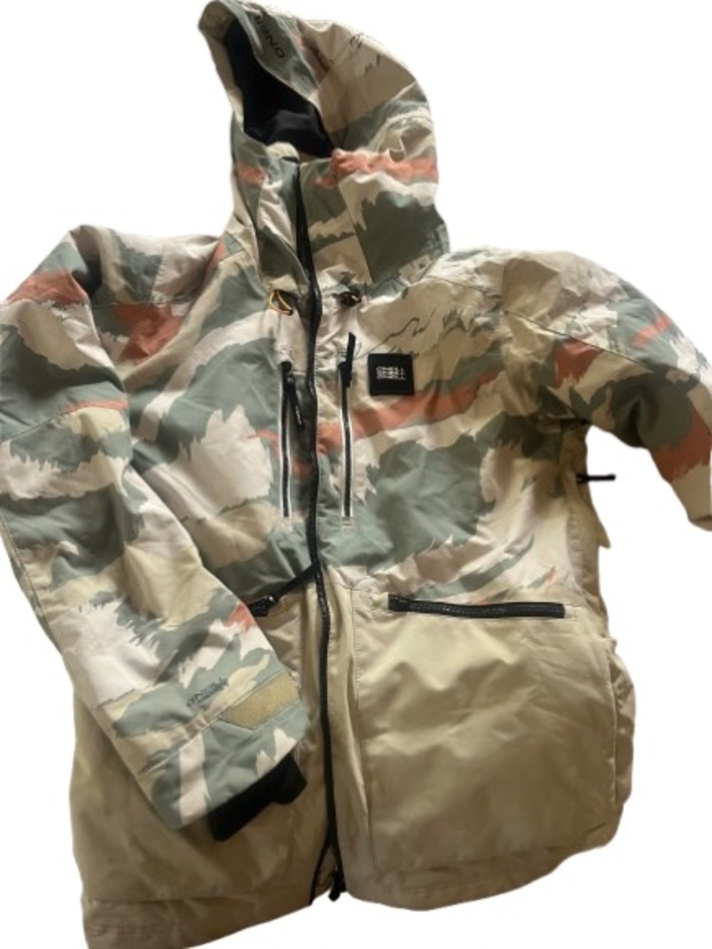 Men’s Waterproof Hooded Snow Jacket - Camo Green/Tan